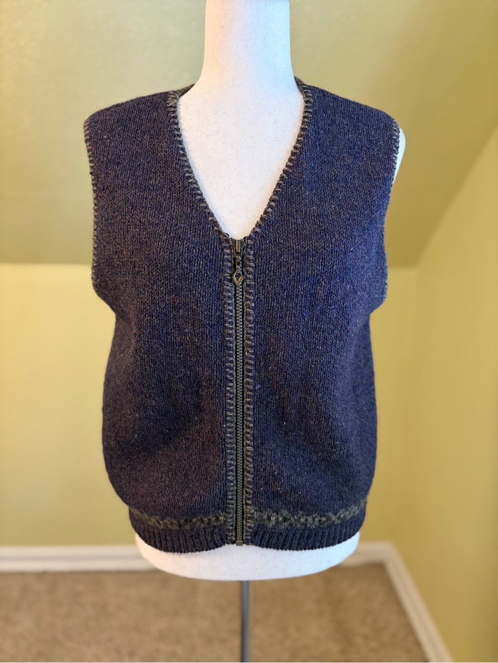 Vintage Traverse Bay Woolen Co. Full-Zip Sweater Vest Size Medium